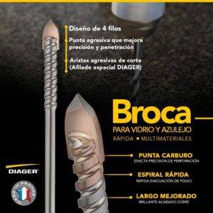 Broca para vidrio y cerámica marca Diager